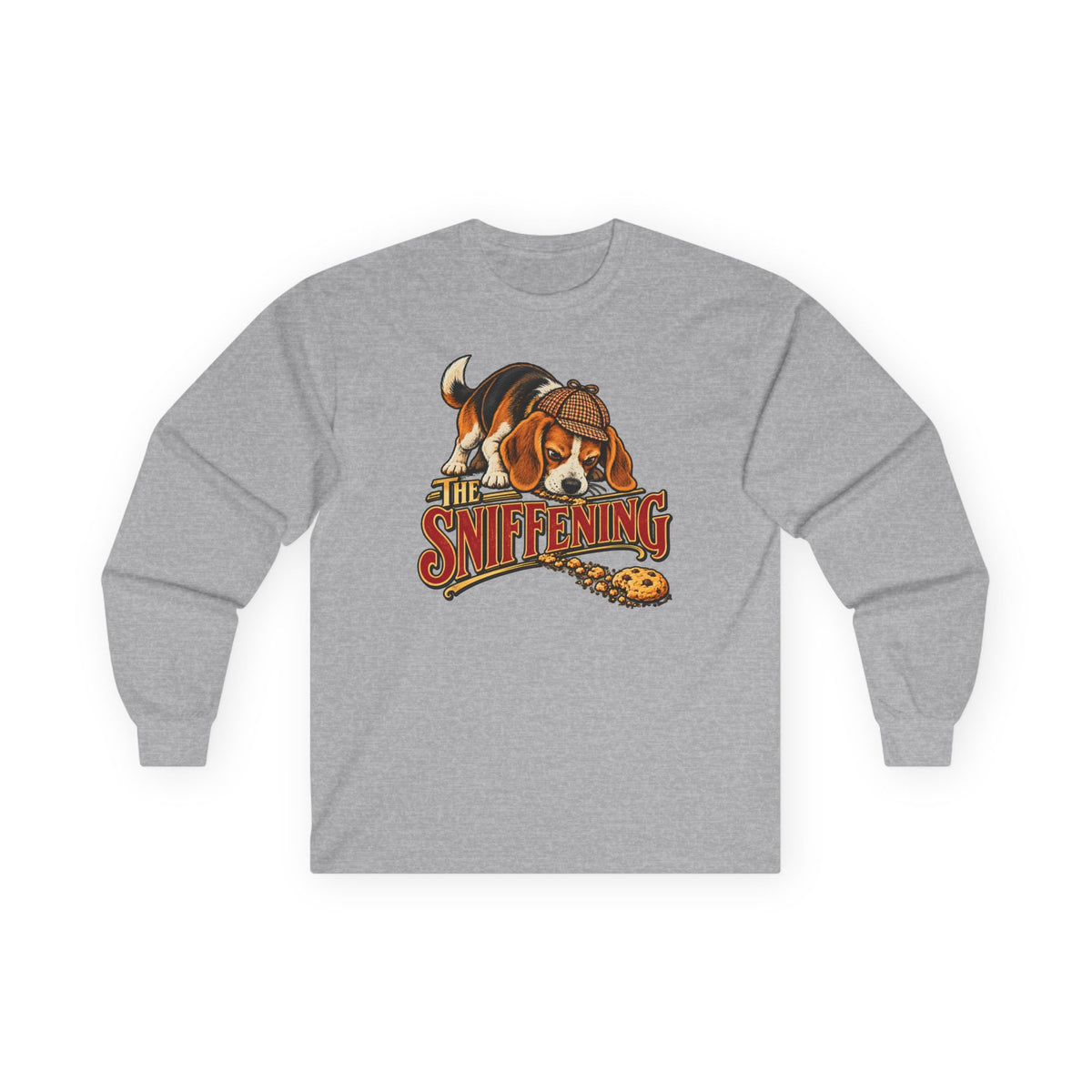 The Sniffening Beagle Long Sleeve Tee in Sport Grey