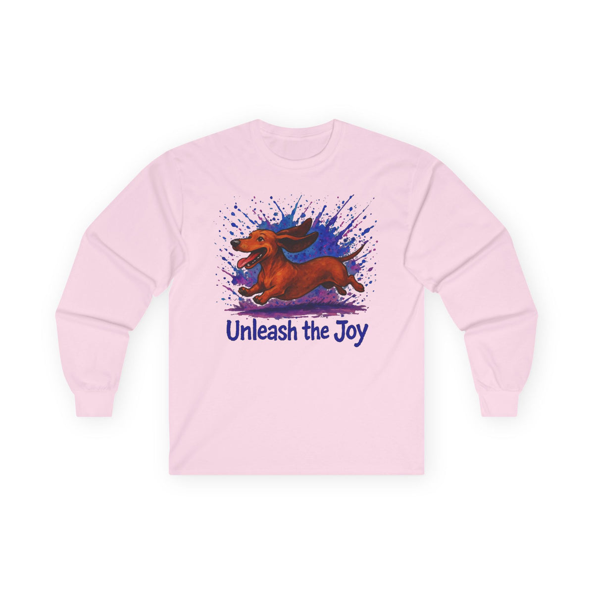 Unleash the Joy Dachshund Art Long Sleeve Tee in Light Pink