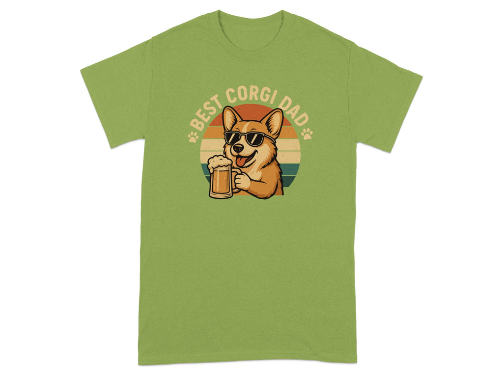 Best Corgi Dad with Sunglasses and Beer Shirt