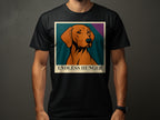 Black t-shirt with a stylized brown dog portrait and text "ENDLESS HUNGER".