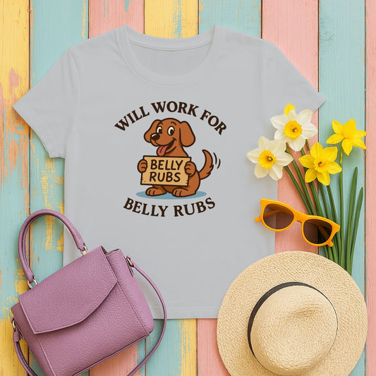 Will Work for Belly Rubs Graphic Casual Shirt product type