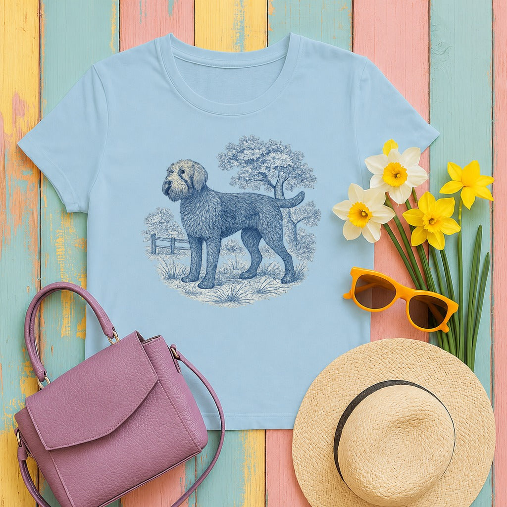 Wirehaired Pointing Griffon Toile de Jouy T-shirt in Light Blue