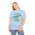 Golden Retriever with 'if it fits, I eats' Dog T-shirt
