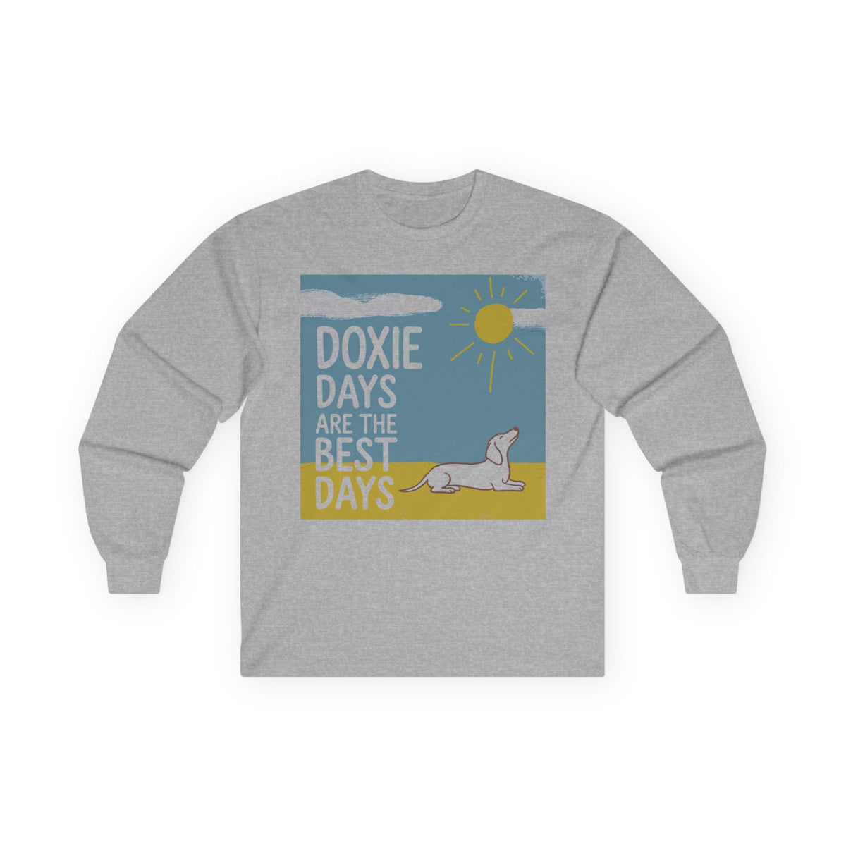 Sunny Doxie Days Long Sleeve Tee in Sport Grey