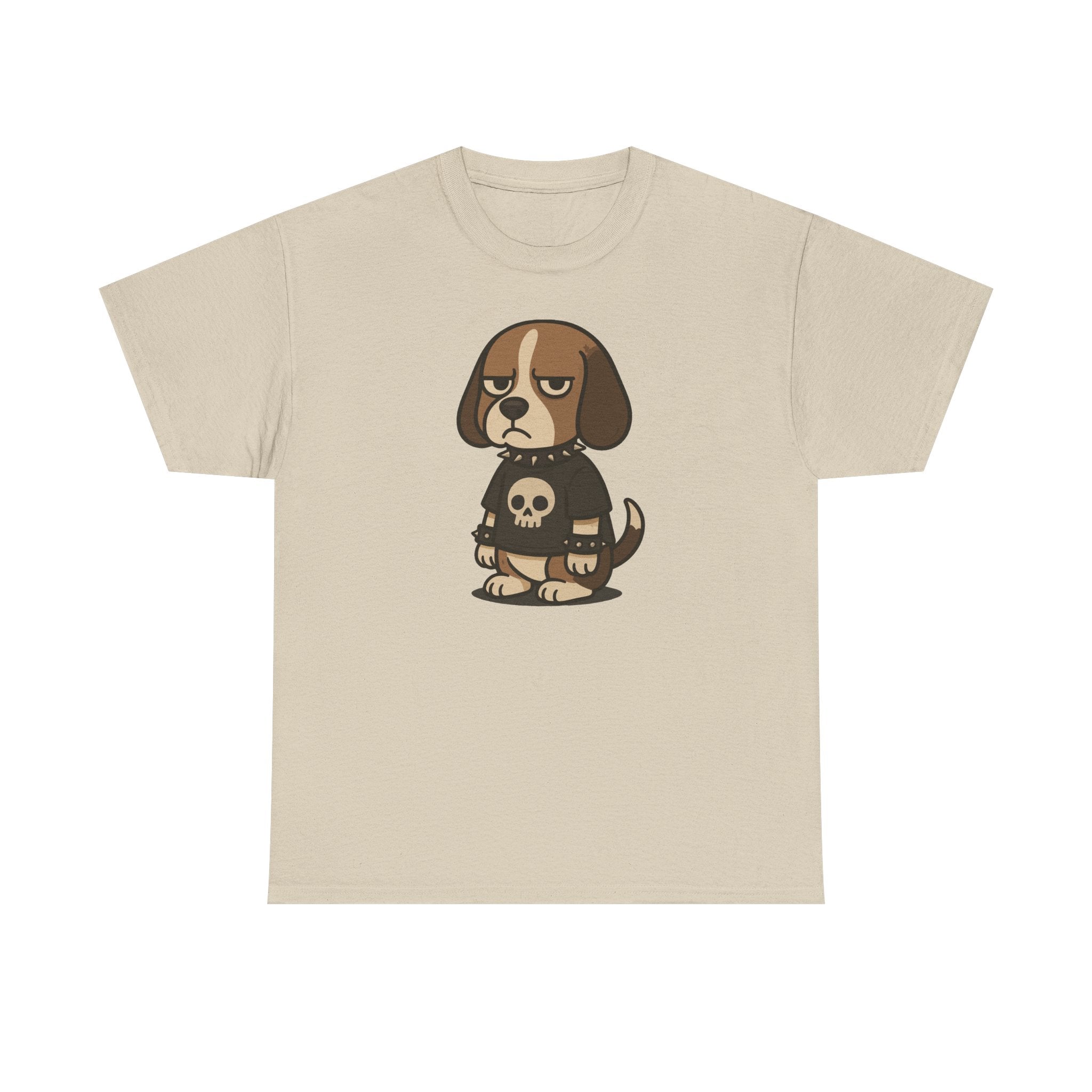 Goth Punk Beagle With Spiked Collar and Skull T-Shirt