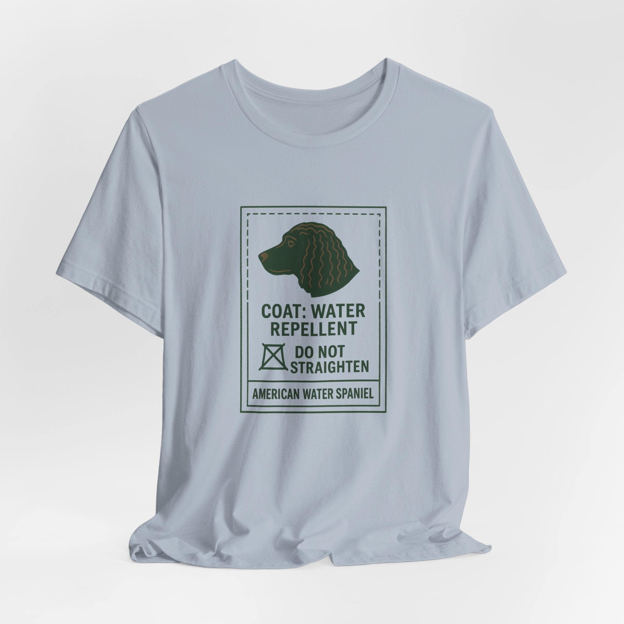 American Water Spaniel Coat Marcel Care Label Tee