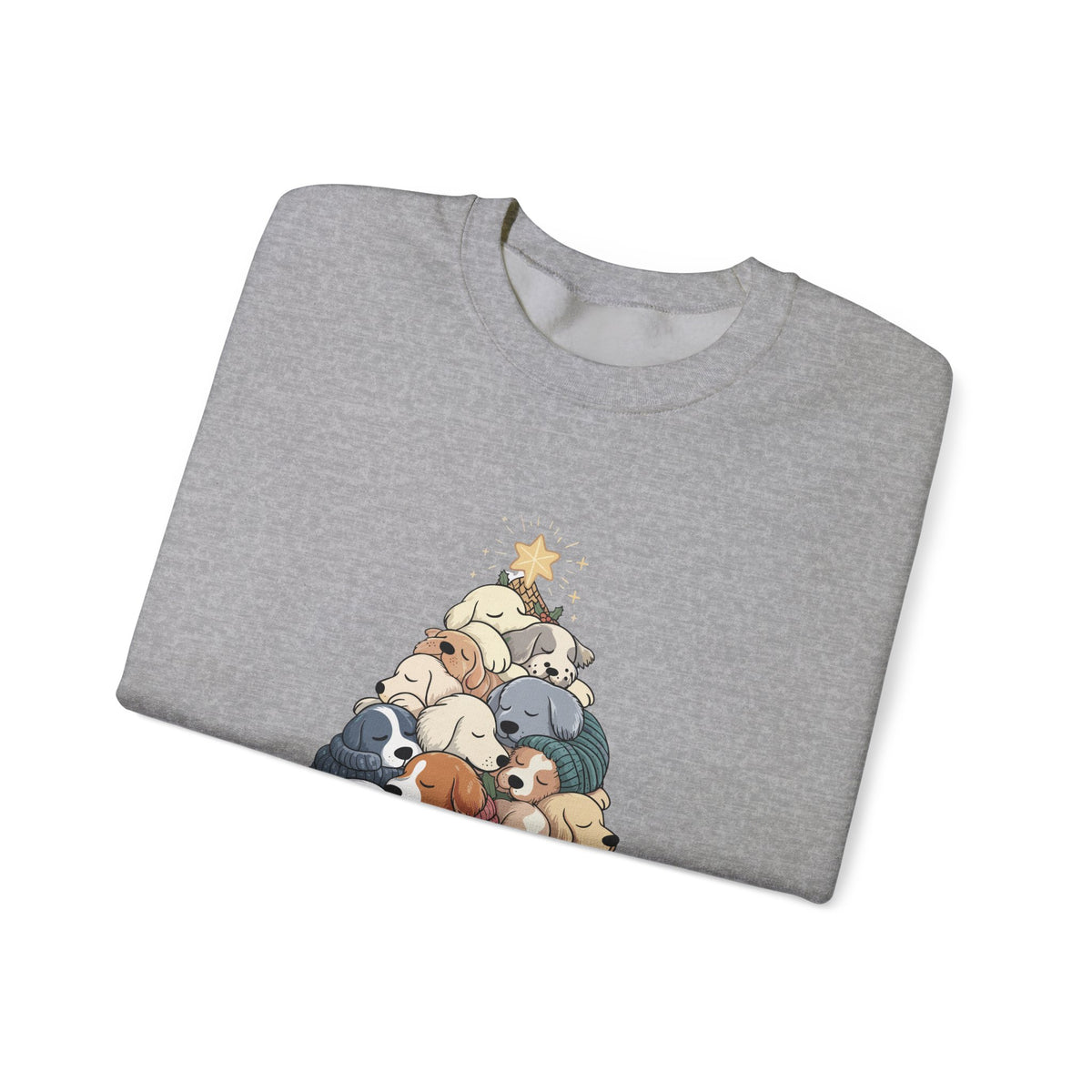 Sleeping Dogs Stacked Christmas Tree Funny Holiday Sweatshirt