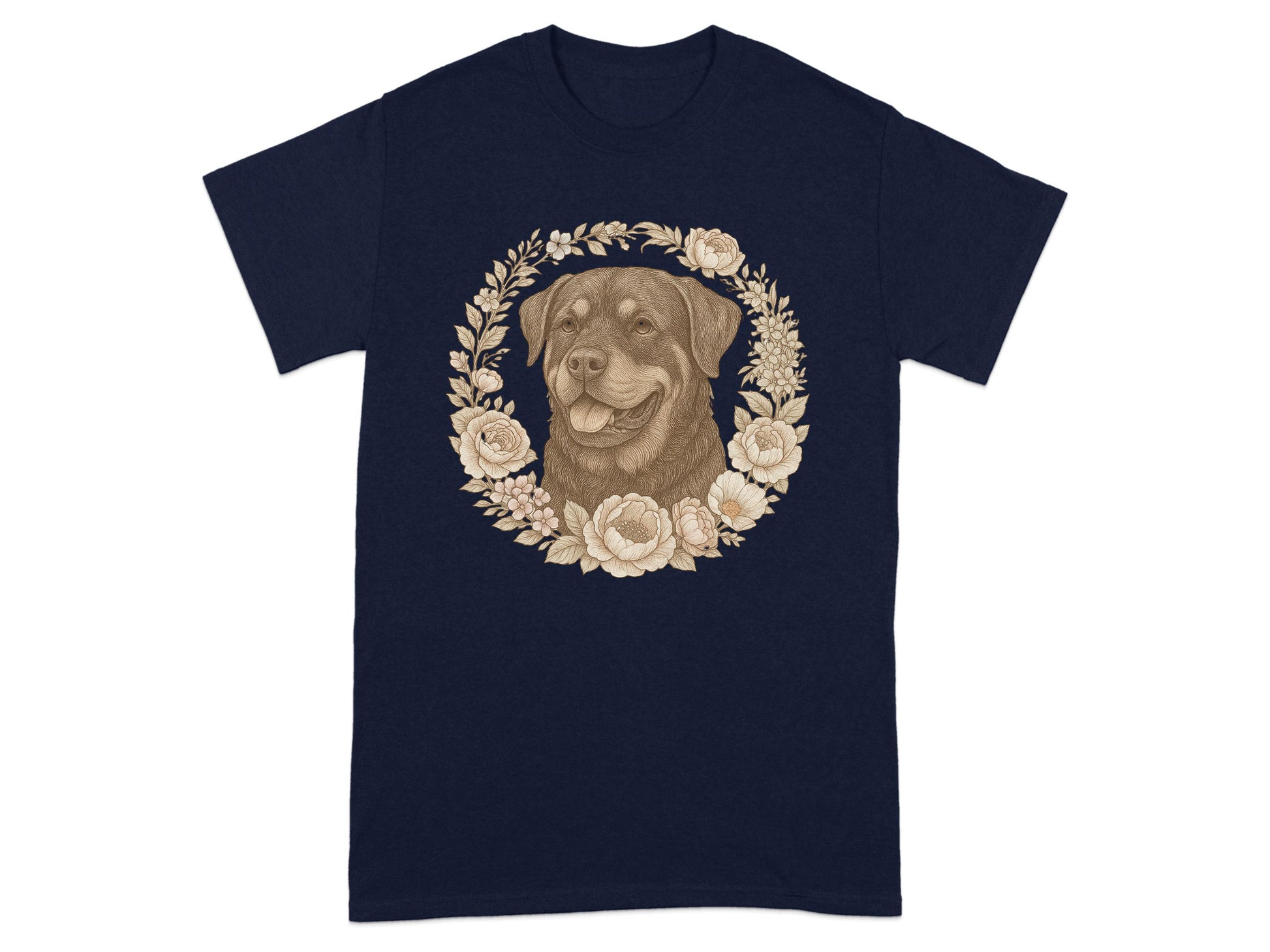 Detailed Floral Dog Design Graphic T-Shirt product