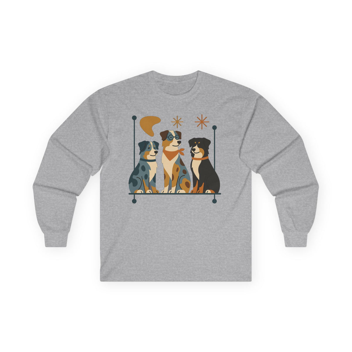 Retro Australian Shepherd Long Sleeve Tee in Sport Grey