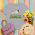 English Setter Points at Butterflies Tee in Athletic Heather