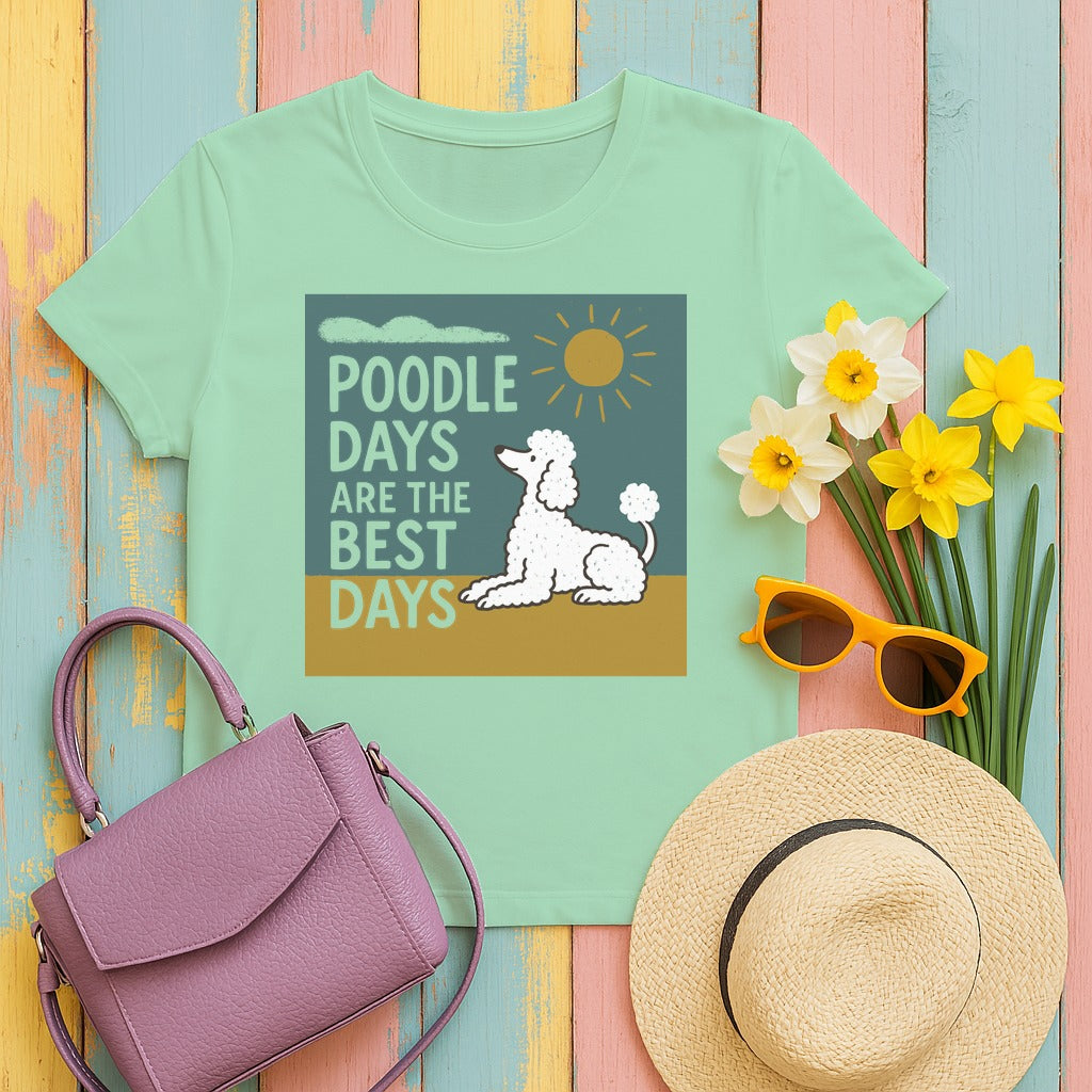 Poodle Days Whimsical Graphic T-Shirt in Mint Green