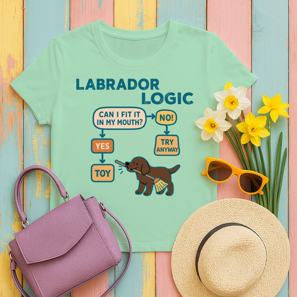 Chocolate Labrador Logic Flowchart T-Shirt in Mint Green