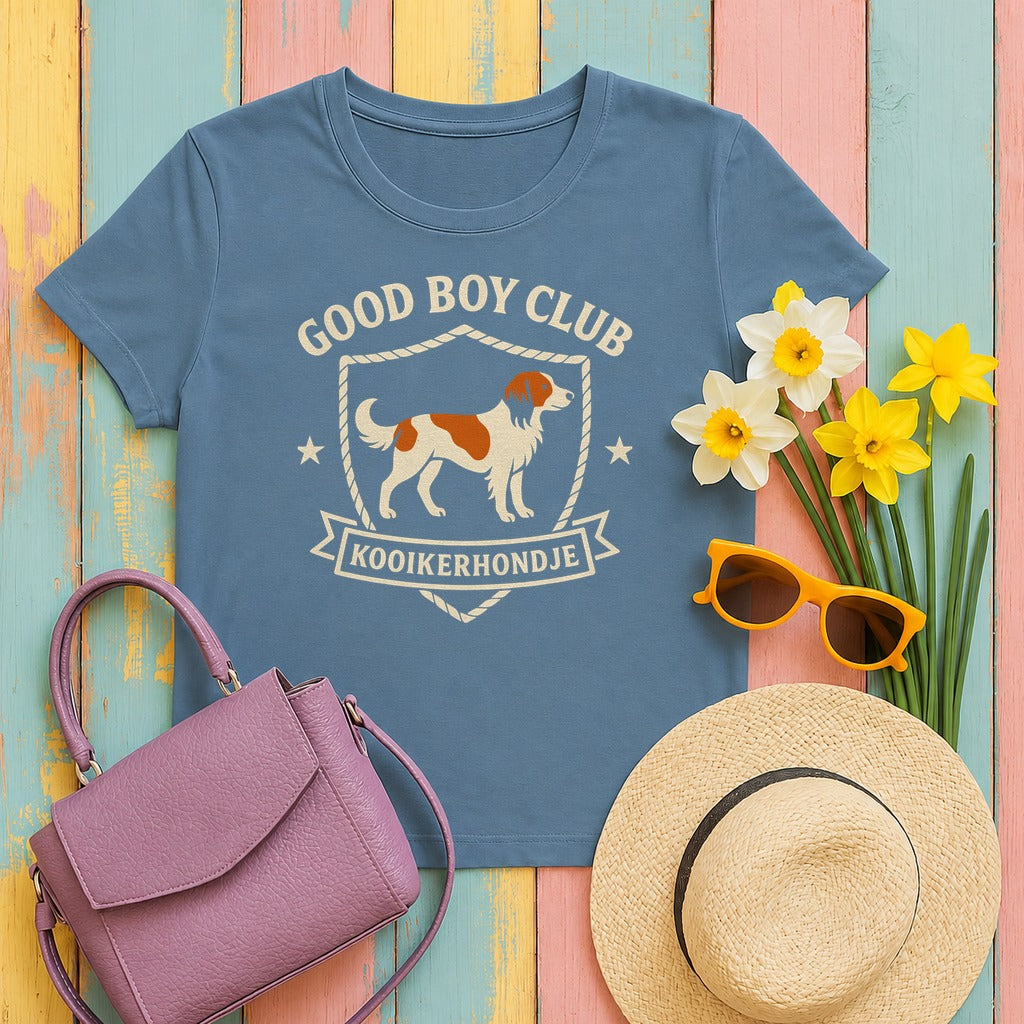 Kooikerhondje Good Boy Club Tee in Steel Blue