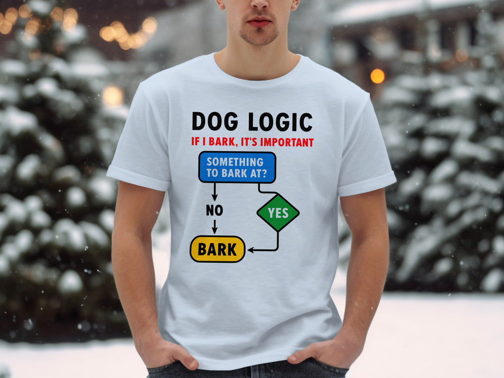 Dog Logic Funny Barks Flowchart Design T-Shirt product