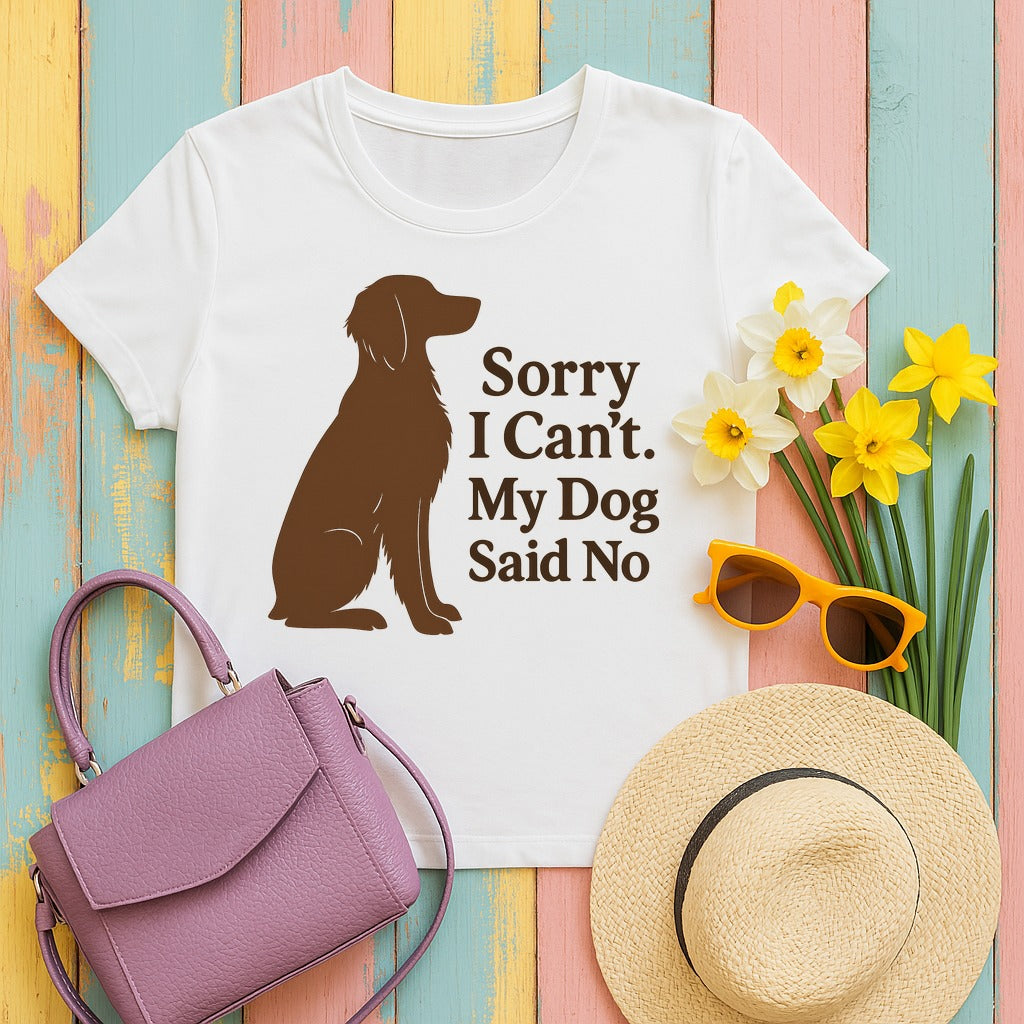 Sorry I Can't. My Dog Said No. Brittany T-shirt in White