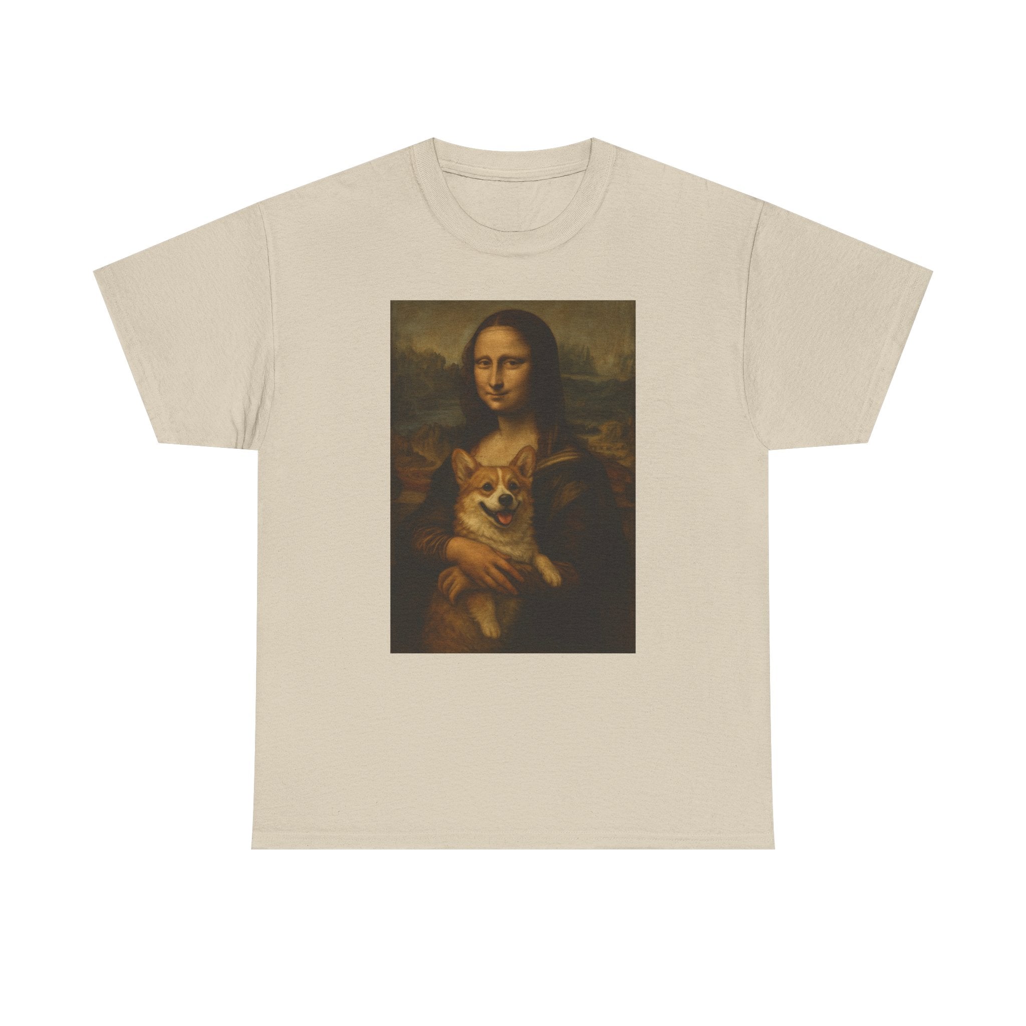 Mona Lisa and Corgi Fine Art Portrait Funny Meme T-Shirt