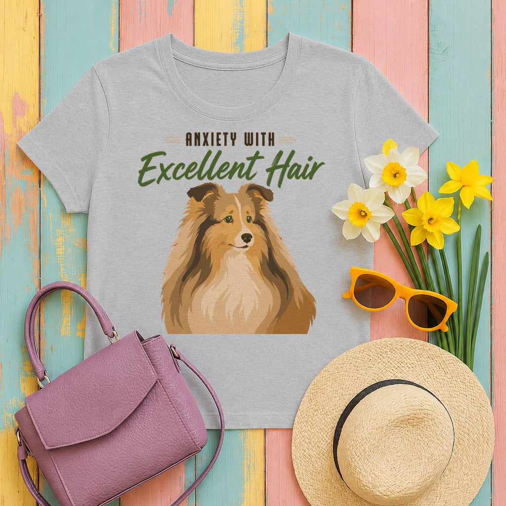 Sheltie Excellent Hair T-Shirt in Sport Grey