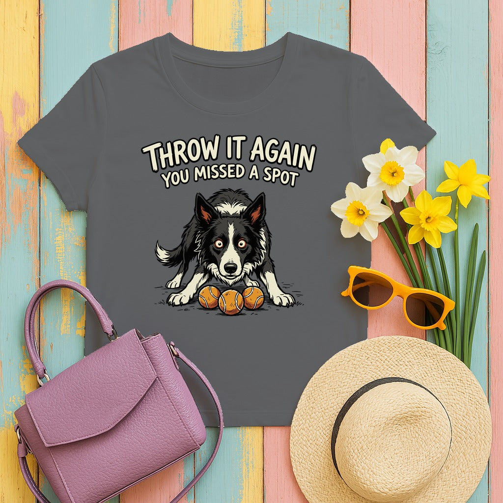 Throw It Again Border Collie T-Shirt in Graphite Heather