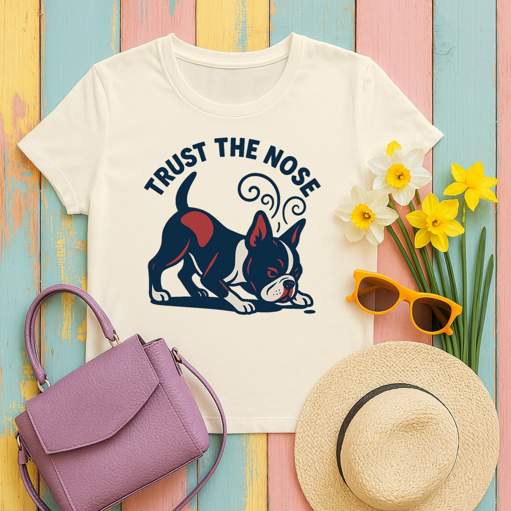 Trust The Nose Boston Terrier Tee in Natural