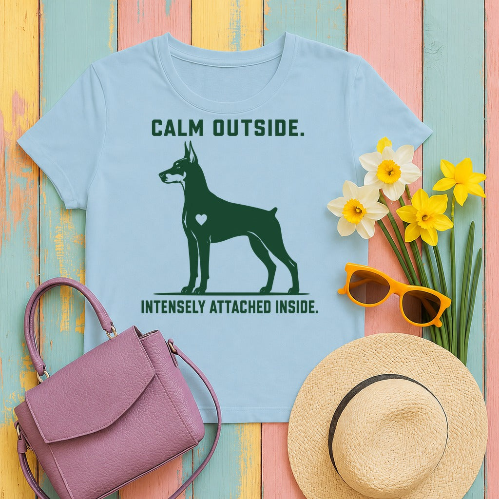Calm Outside Doberman T-Shirt in Light Blue