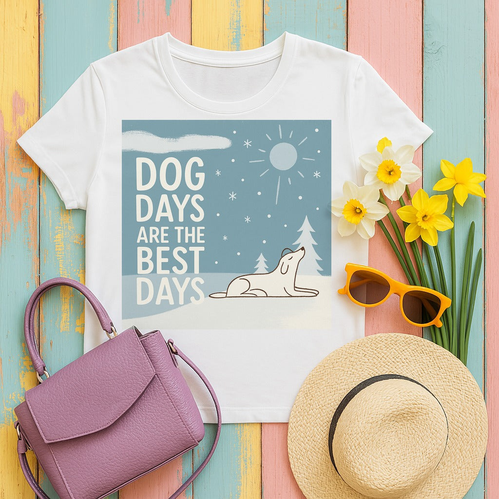 Dog Days Are The Best Days Winter T-Shirt in White