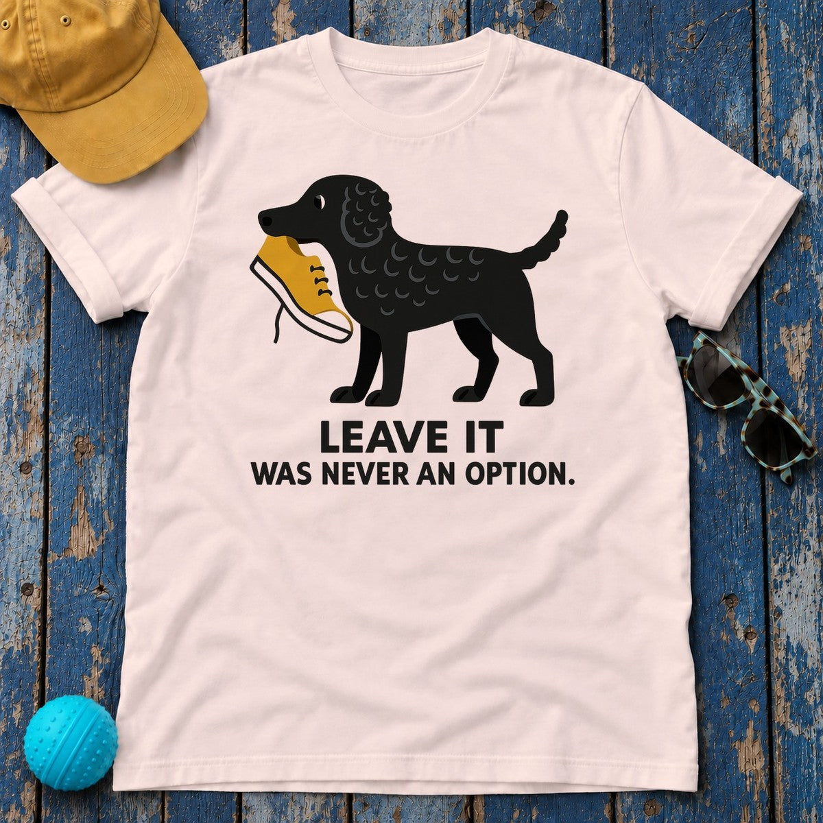 Curly-Coated Retriever Leave It Tee in Soft Pink