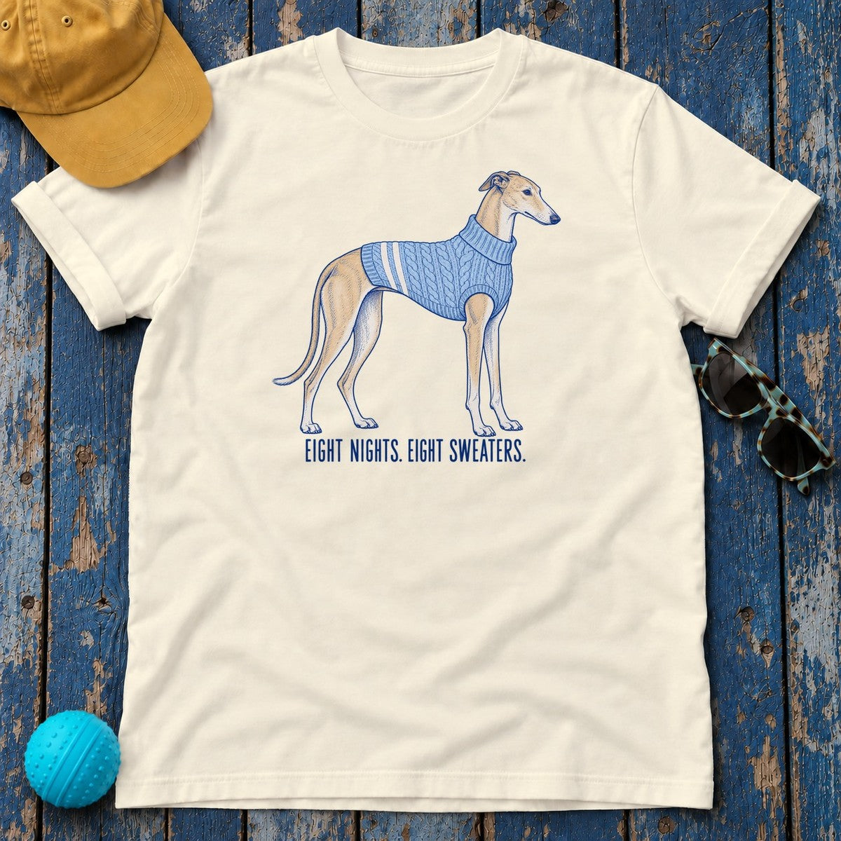 Eight Nights Eight Sweaters Greyhound T-Shirt in Natural - flat lay