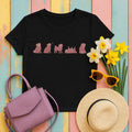 Whimsical Pug Poses T-Shirt in Black