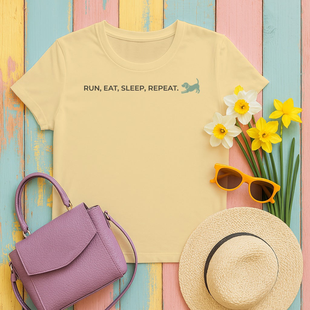 Run Eat Sleep Repeat beagle T-Shirt in Yellow Haze