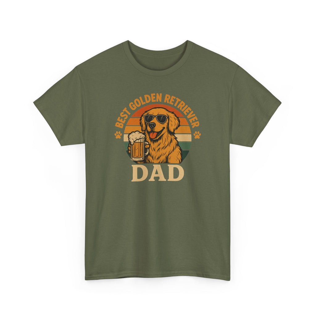 Best Golden Retriever Dad with Beer and Shades T-Shirt