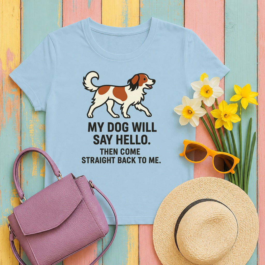 Kooikerhondje Comes Straight Back Tee in Light Blue