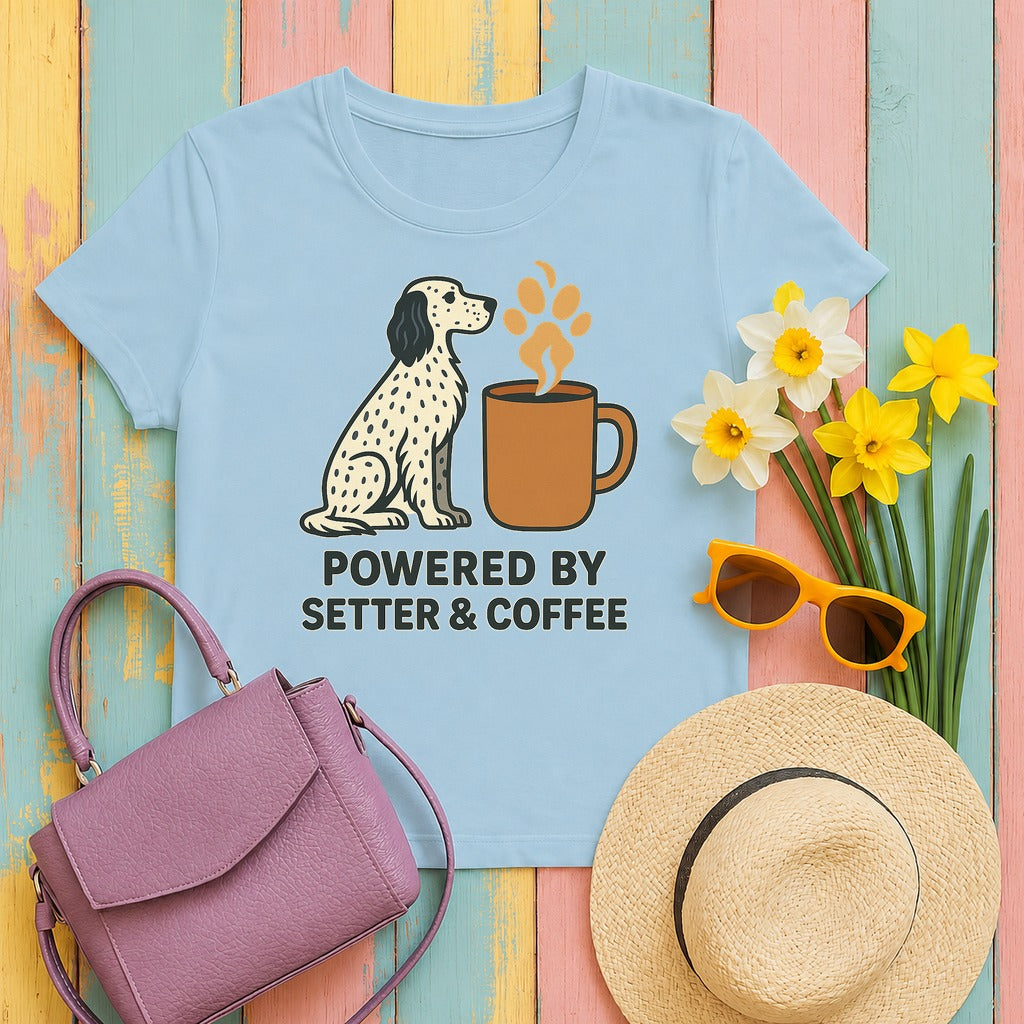Powered by Setter & Coffee Tee in Light Blue