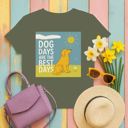 Dog Days Are The Best Days With Golden Retriever T-Shirt Military Green T-shirt