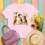 Mid-Century Beagle Trio T-shirt in Light Pink