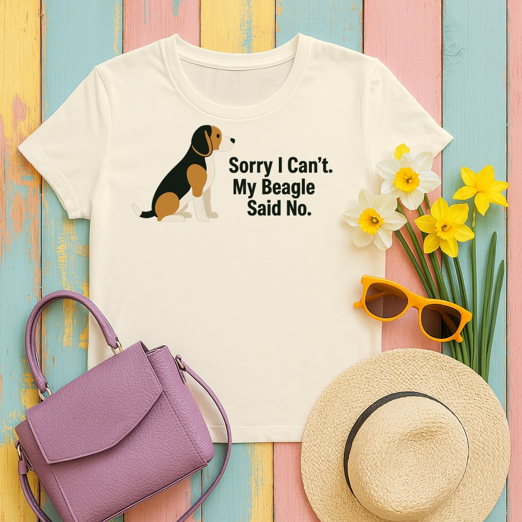 Beagle Veto: Sorry I Can't Graphic T-Shirt in Natural