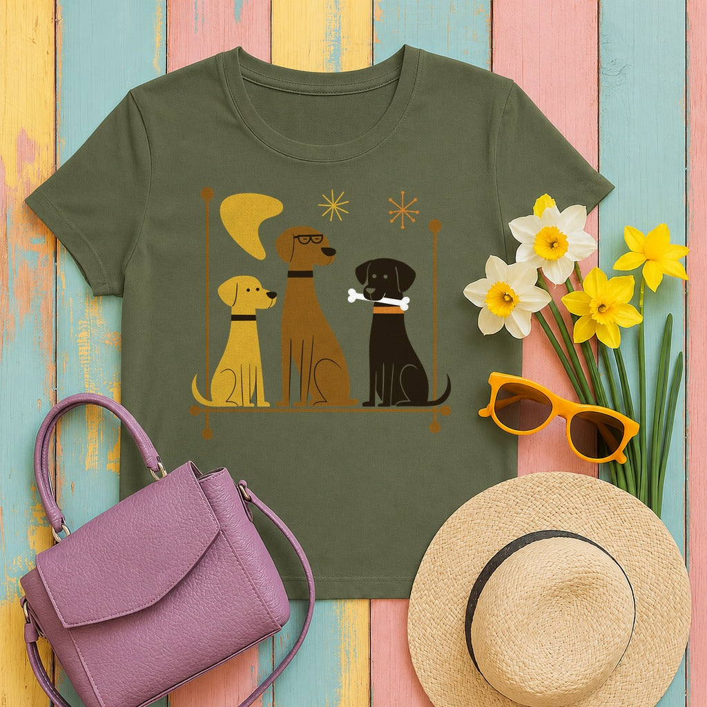 Retro Mid-Century Mod Labs T-Shirt in Military Green