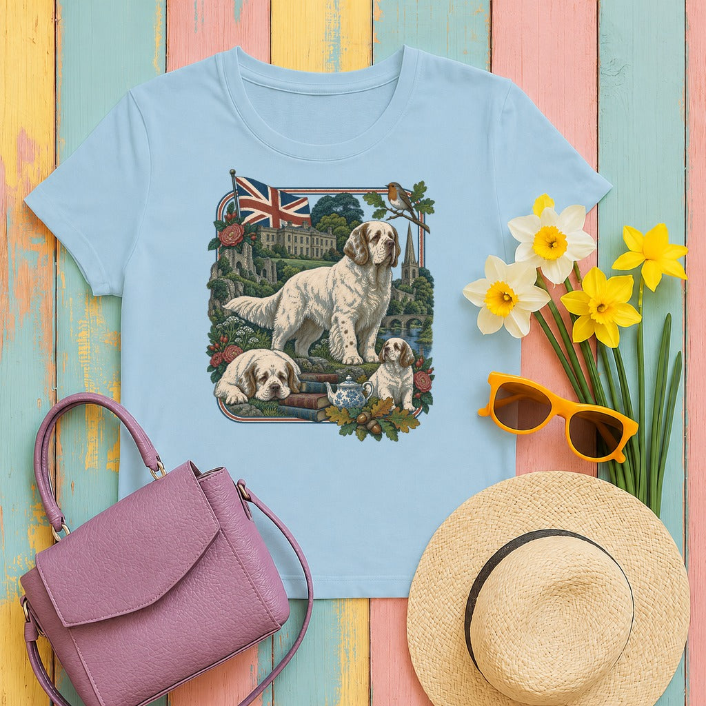 Clumber Spaniel England Heritage tee, Light Blue