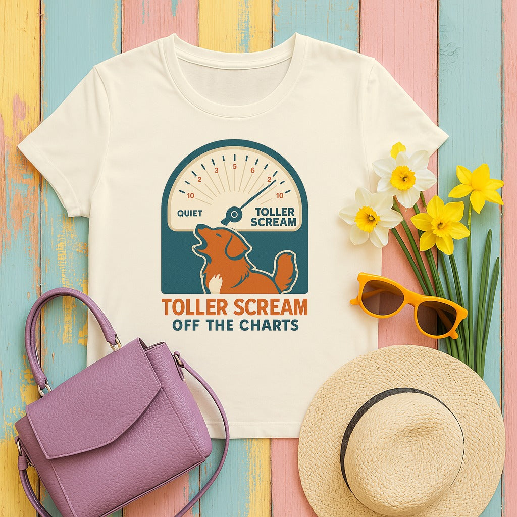 Nova Scotia Duck Tolling Retriever Scream Decibel Meter T-shirt in Natural