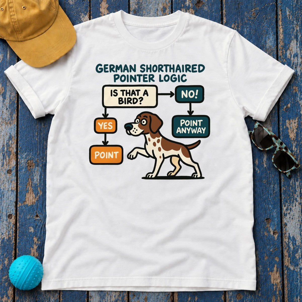 German Shorthaired Pointer Logic T-shirt in White