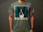 Boston Terrier portrait with text "ENDLESS HUNGER" on a tan background.
