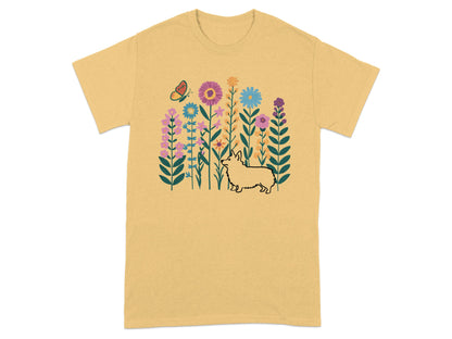 Whimsical Dog and Flower Garden Graphic T-Shirt product