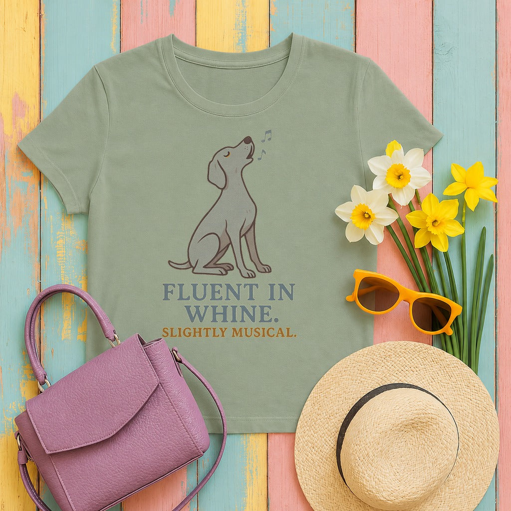 Weimaraner Fluent in Whine Tee in Sage