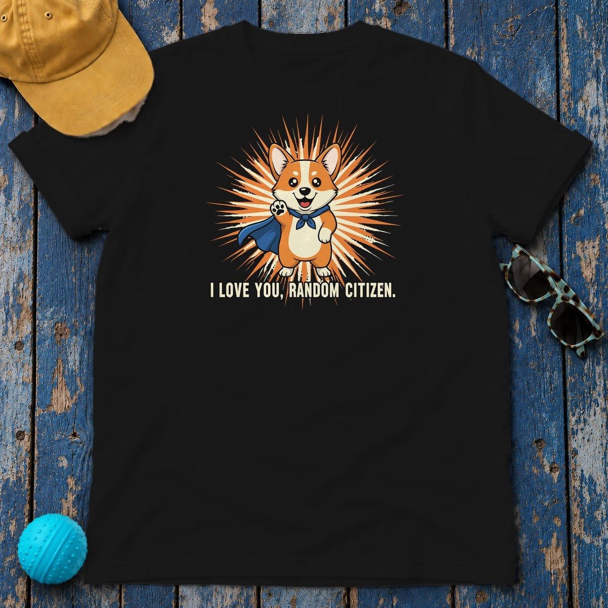 Random Citizen Super Corgi T-Shirt in Black