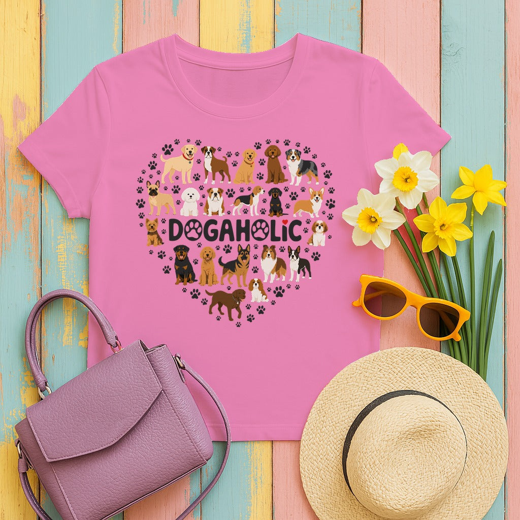 Dogaholic Heart of Paws T-Shirt in Azalea