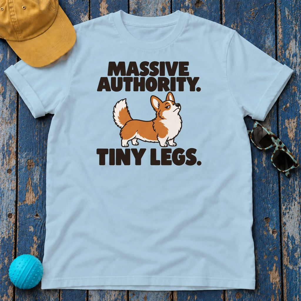 Massive Authority Tiny Legs Corgi T-Shirt — Light Blue