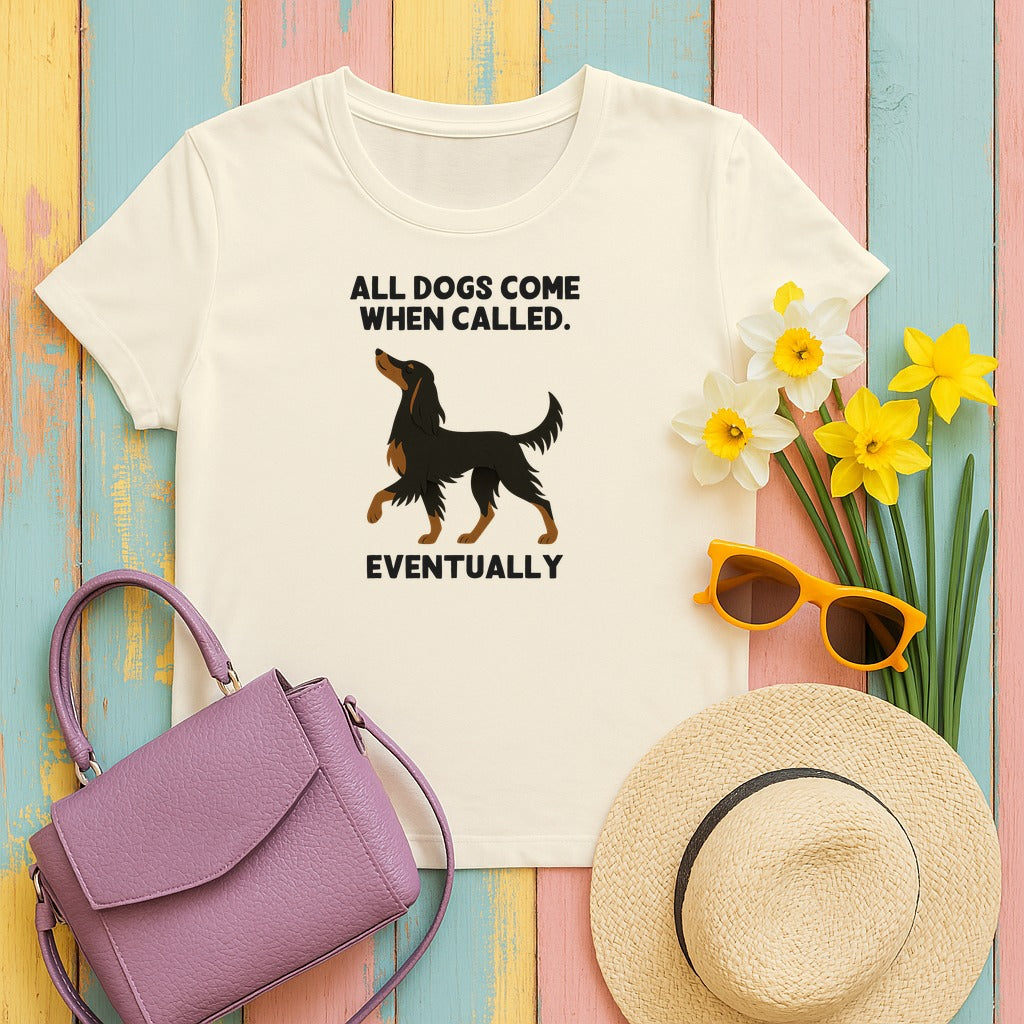 Gordon Setter Comes When Called Eventually Tee in Natural