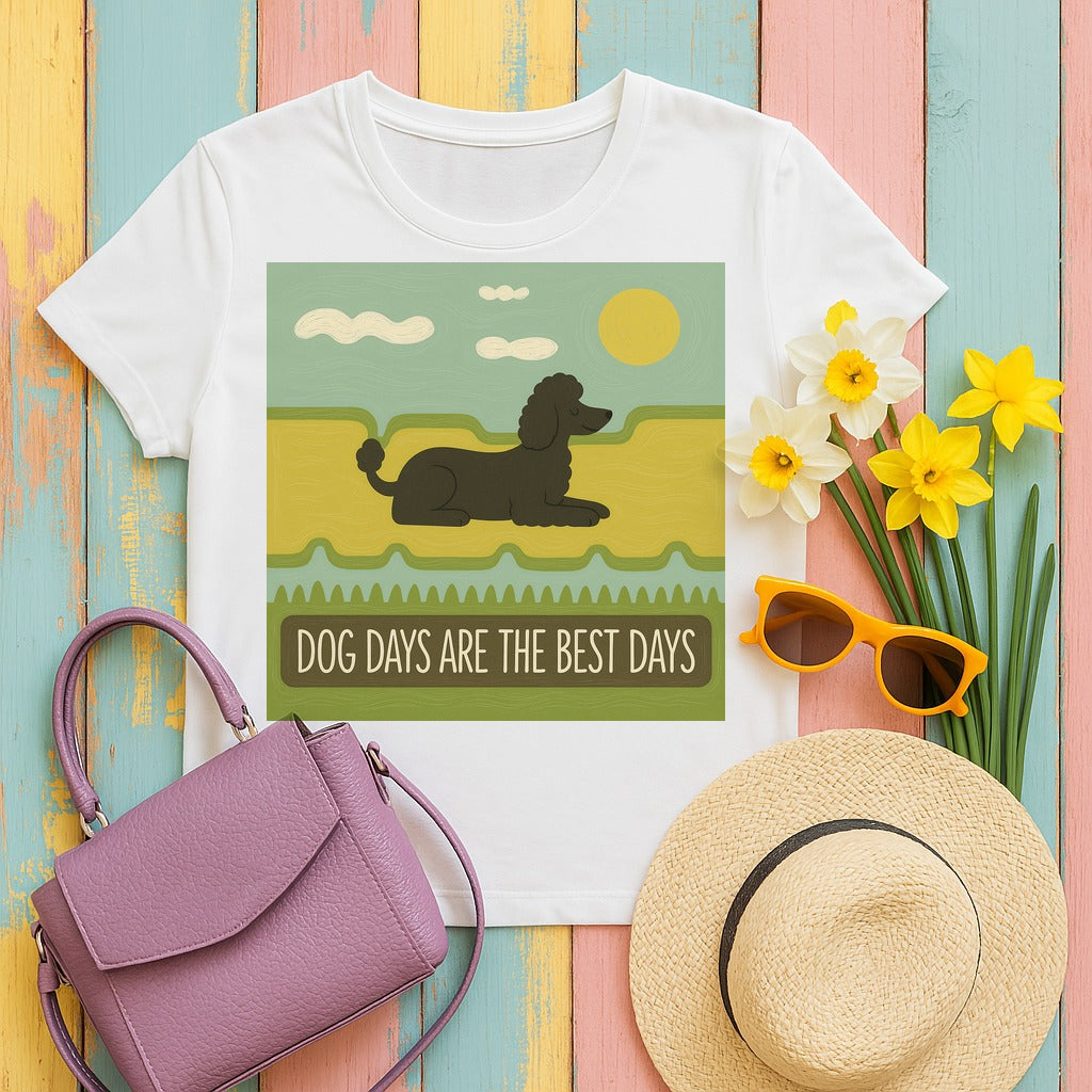 Dog Days Are the Best Days Poodle T-Shirt in White