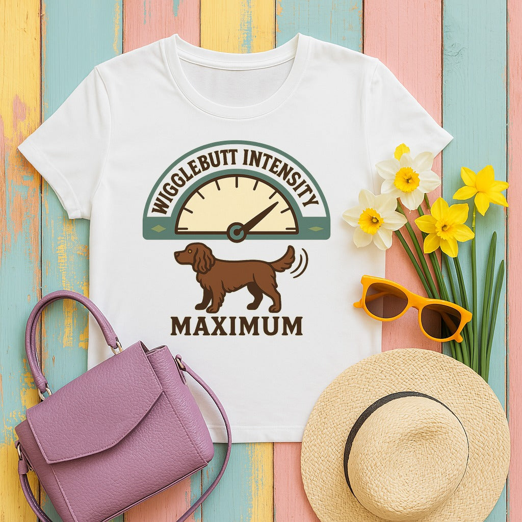 Boykin Spaniel Wigglebutt Intensity Maximum T-shirt in White