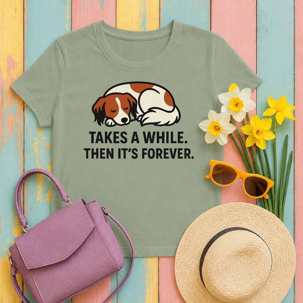 Kooikerhondje Takes A While Tee in Sage