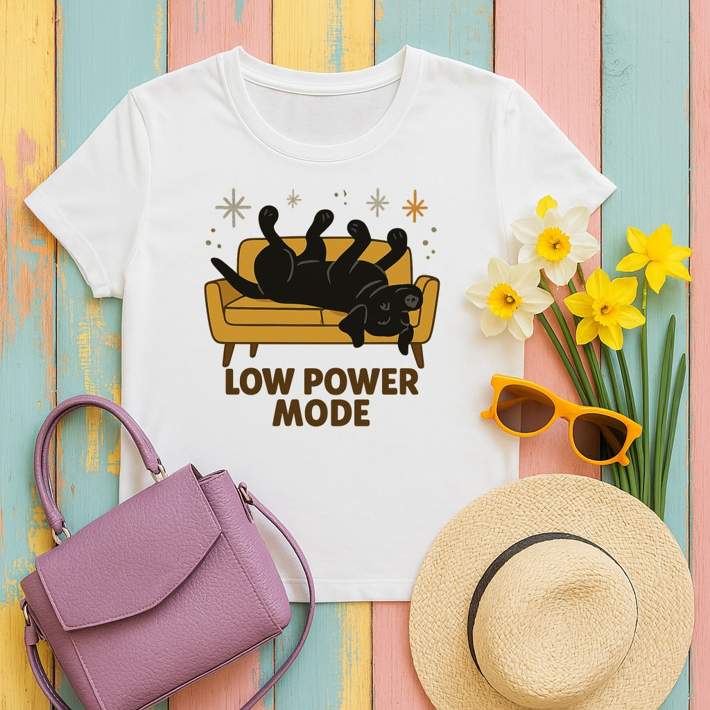 Black Lab Low Power Mode T-shirt in White